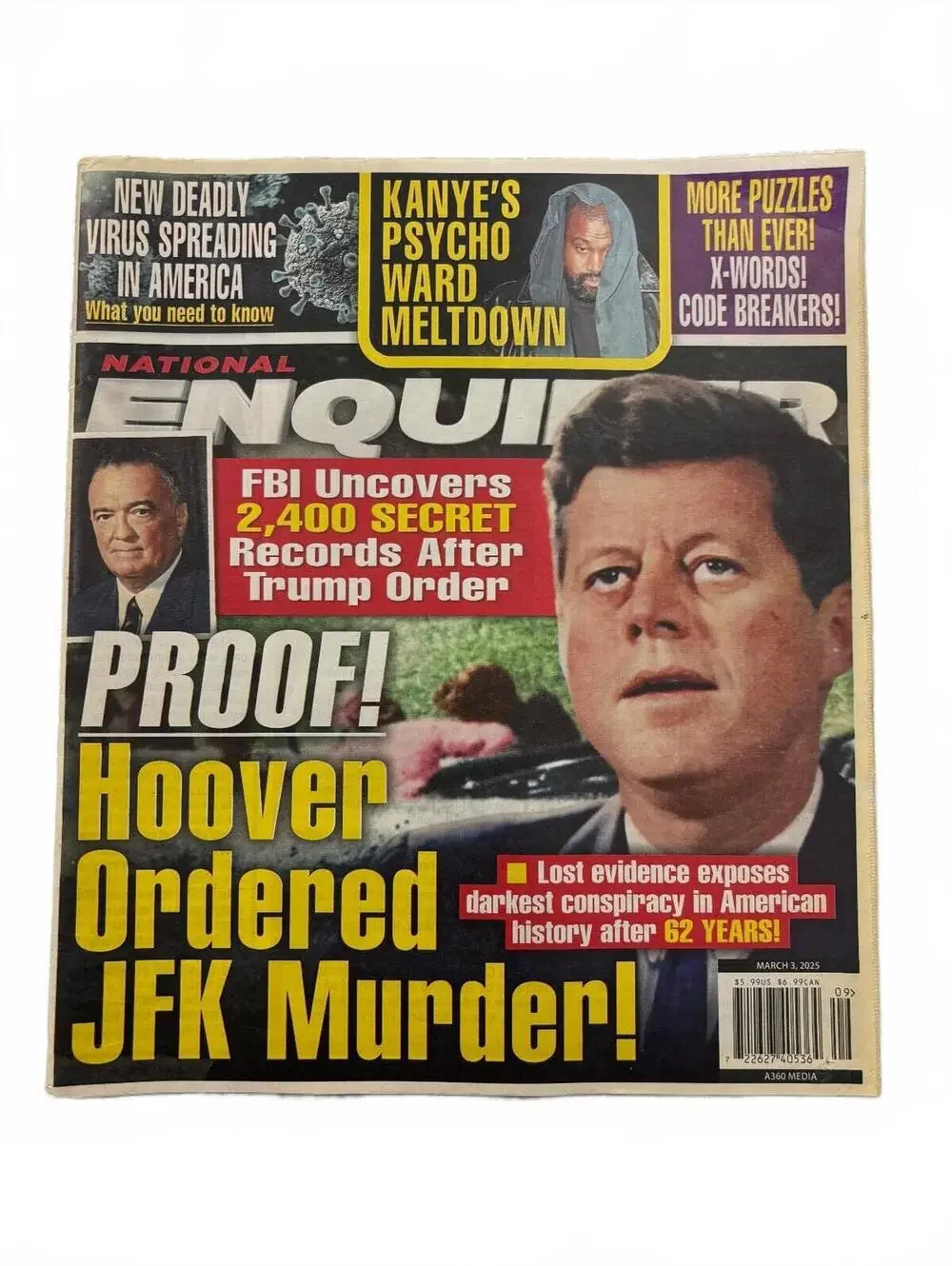 Vintage National Enquirer Magazine March 1, 2015 JFK Murder,